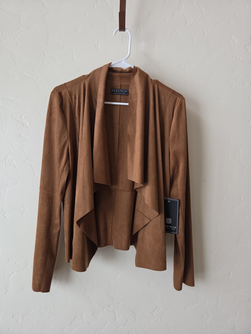 bagatelle Rust-Tan Draped Open-Front Blazer